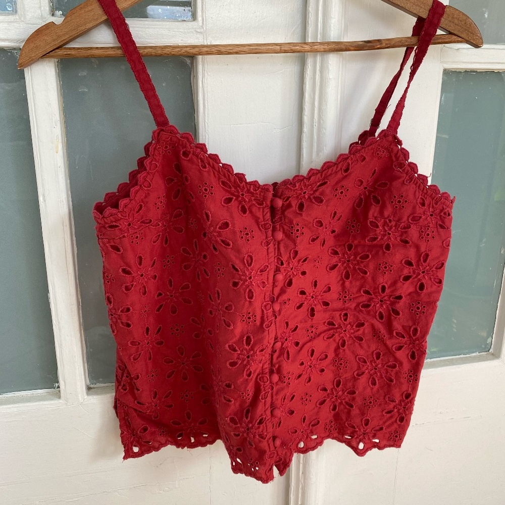 Red Eyelet Abercrombie Tank Top